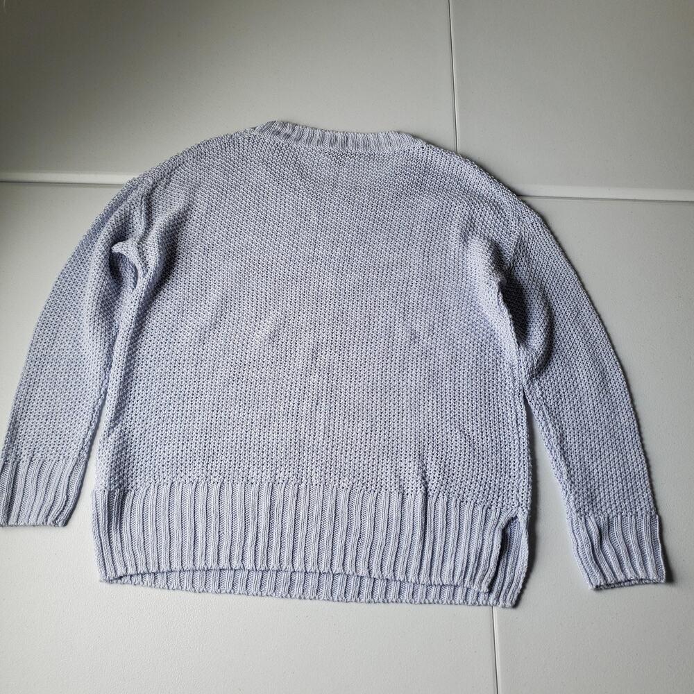 J Crew Sweater Womens Medium blue 100% Linen Crew Neck Knit Pullover Textured - Picture 2 of 10